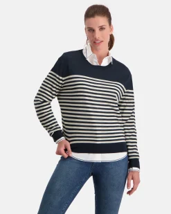 Fashion Gaastra Luxueuze 100% Merino Smerlada Gestreepte Blouse